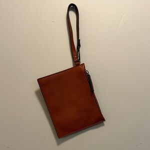 Elegant Brown Leather Wristlet
